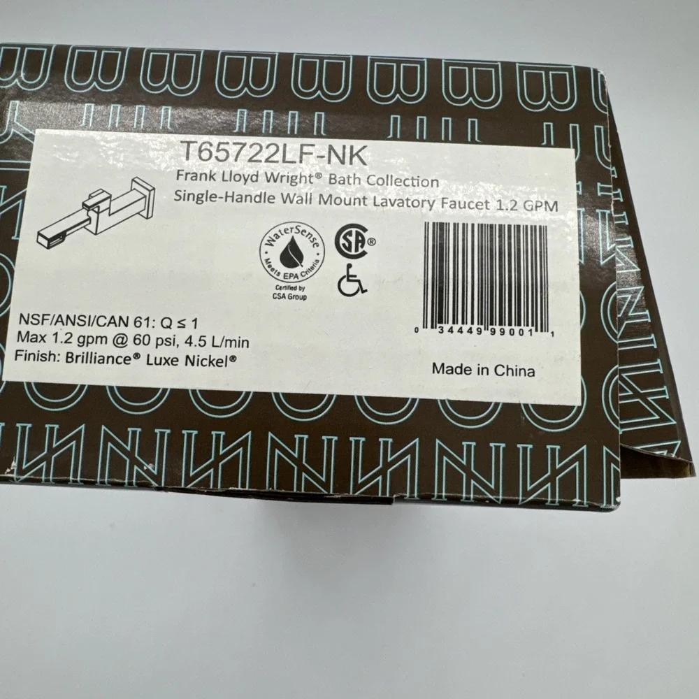 Brizo T65722LF-NK Frank Lloyd Wright 1.2 GPM Wall Mounted Bathroom Faucet Side S